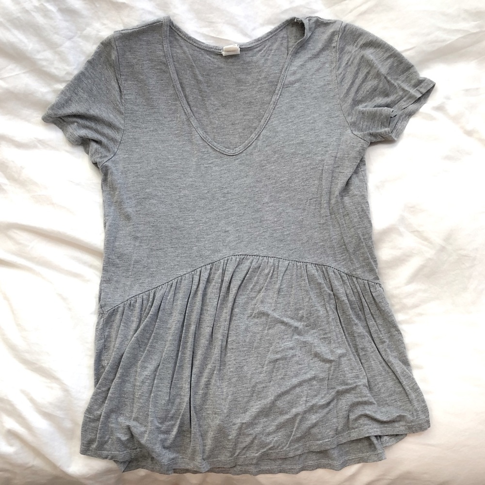 Gray Peplum T-Shirt Top
